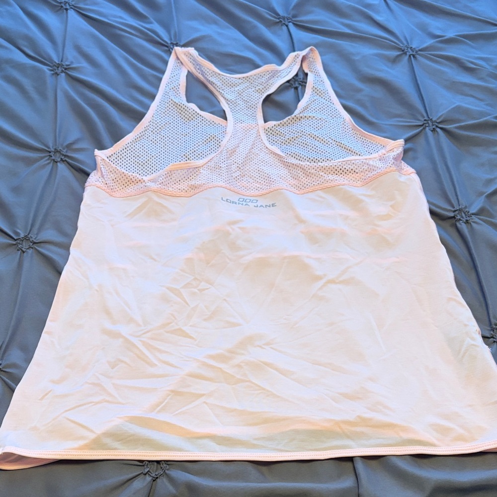 Lorna Jane Women's Pale Pink Mesh Tank Top